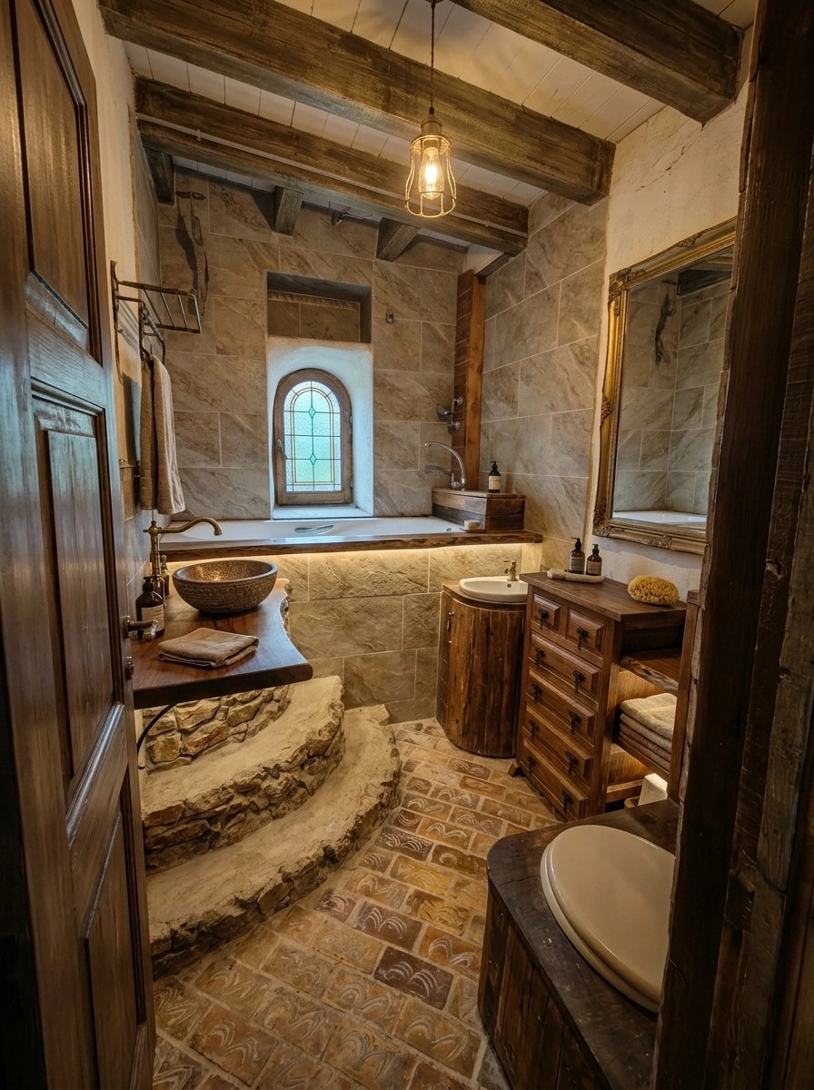Bathroom interior in Rustic style — photo by GenRoom AI