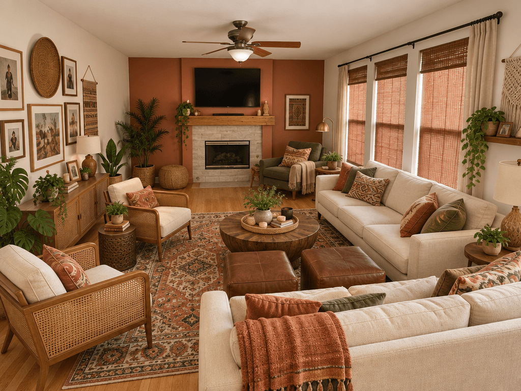 Bohemian Living Room design — interior photo by GenRoom AI