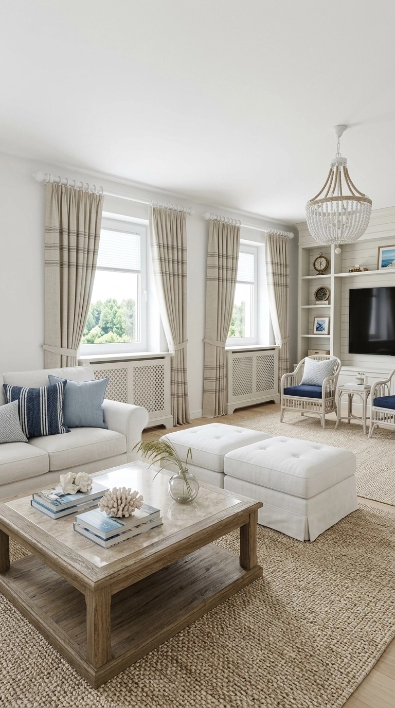 Interior design in Coastal / Hamptons style — Living Room by GenRoom AI