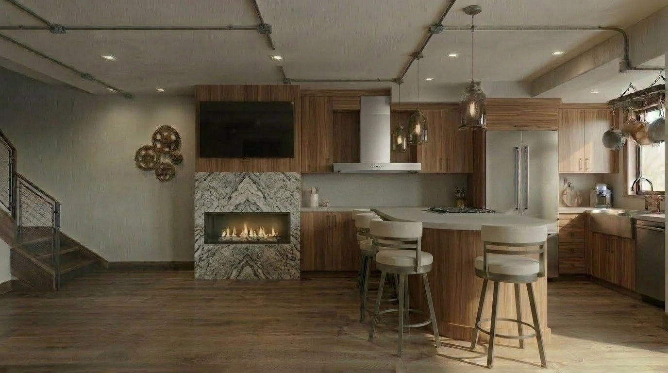 Interior design in Loft / Industrial style — Kitchen by GenRoom AI