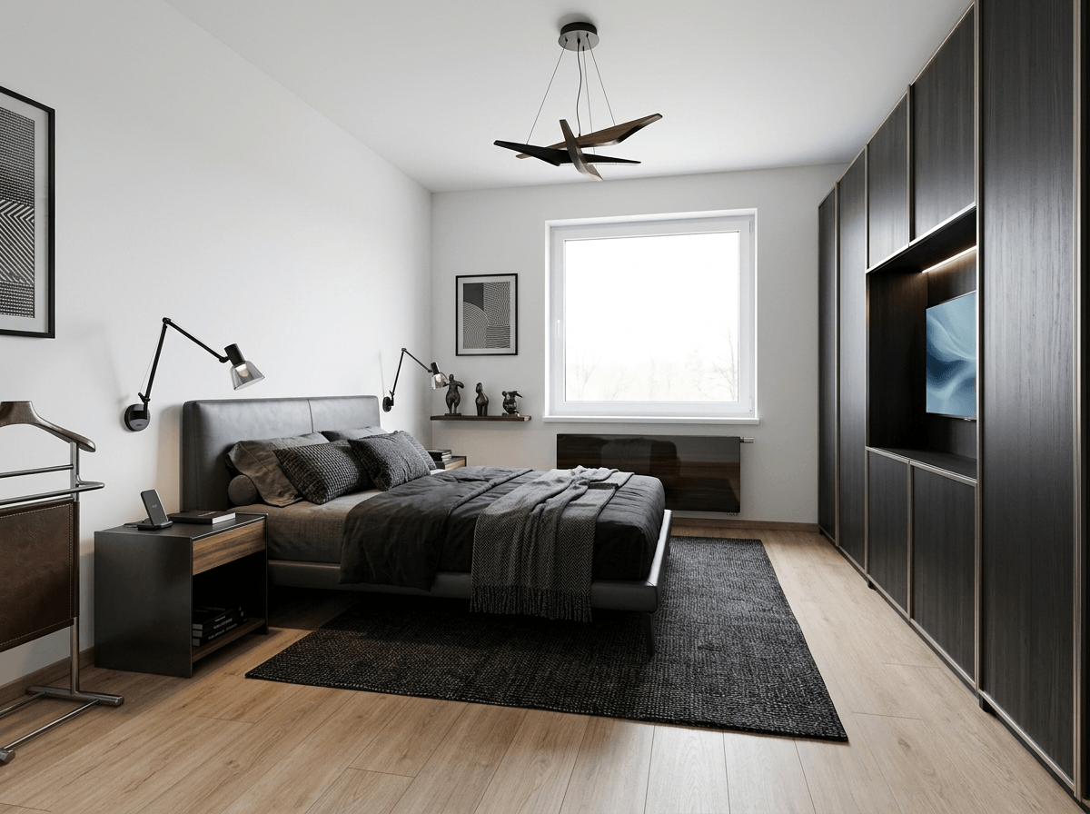 Blacktec Bedroom design — interior photo by GenRoom AI