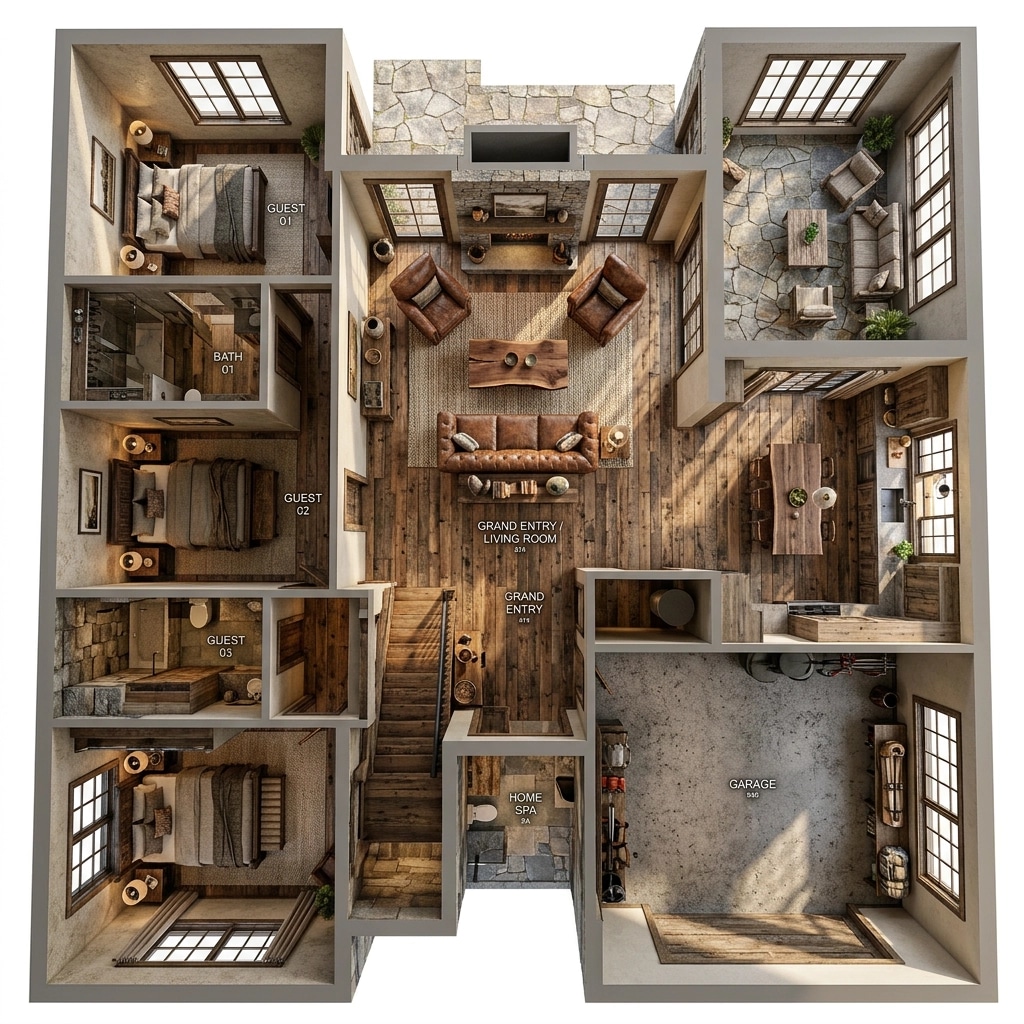 Interior design in Rustic style — Living Room by GenRoom AI