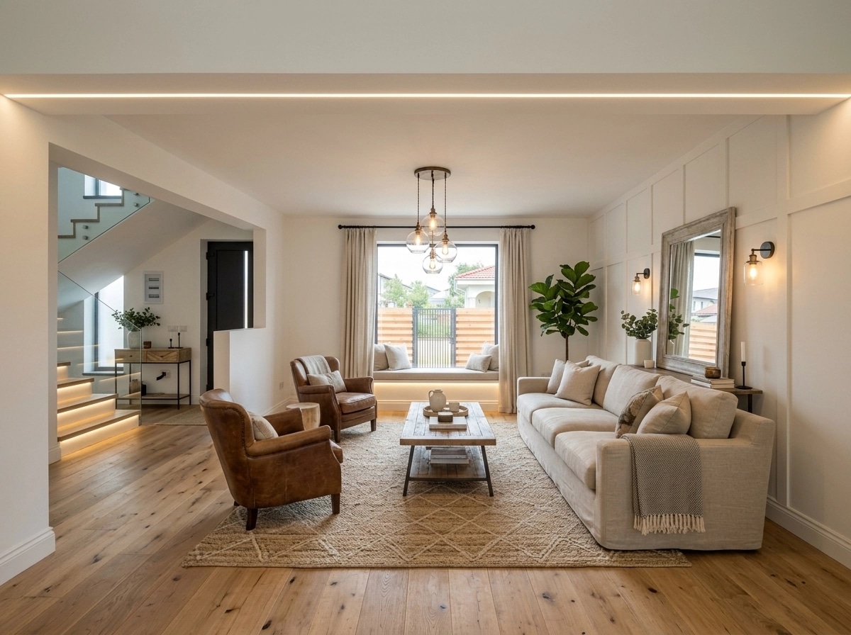 Modern Farmhouse Living Room design — interior photo by GenRoom AI