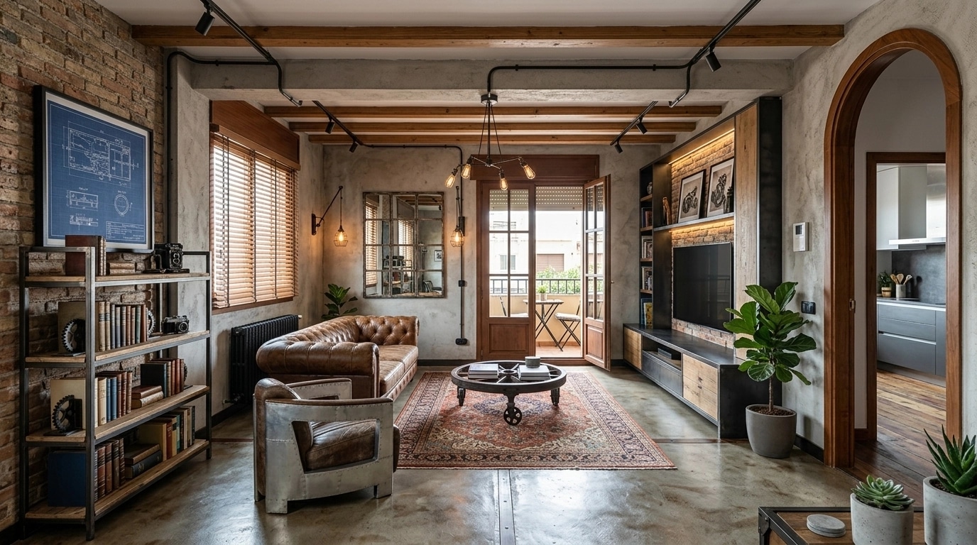 Interior design in Loft / Industrial style — Living Room by GenRoom AI