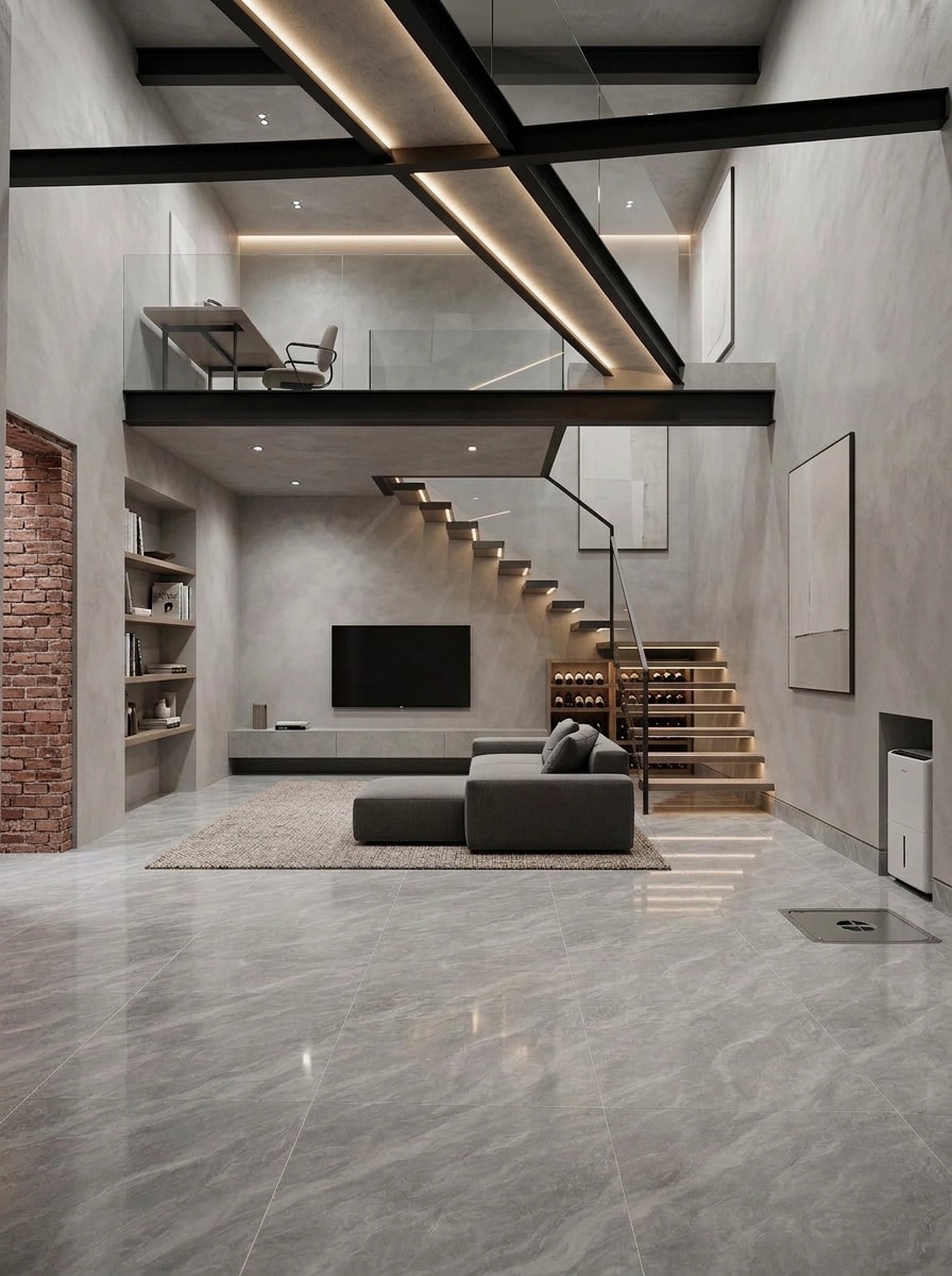 Interior desain di Minimalism gaya — basement oleh GenRoom AI