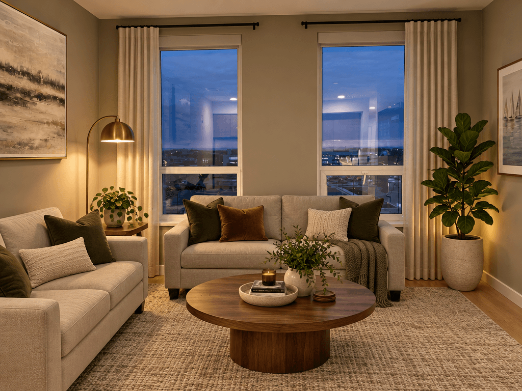 Design de interiores em estilo Mid-Century Modern — Sala de Estar por GenRoom AI