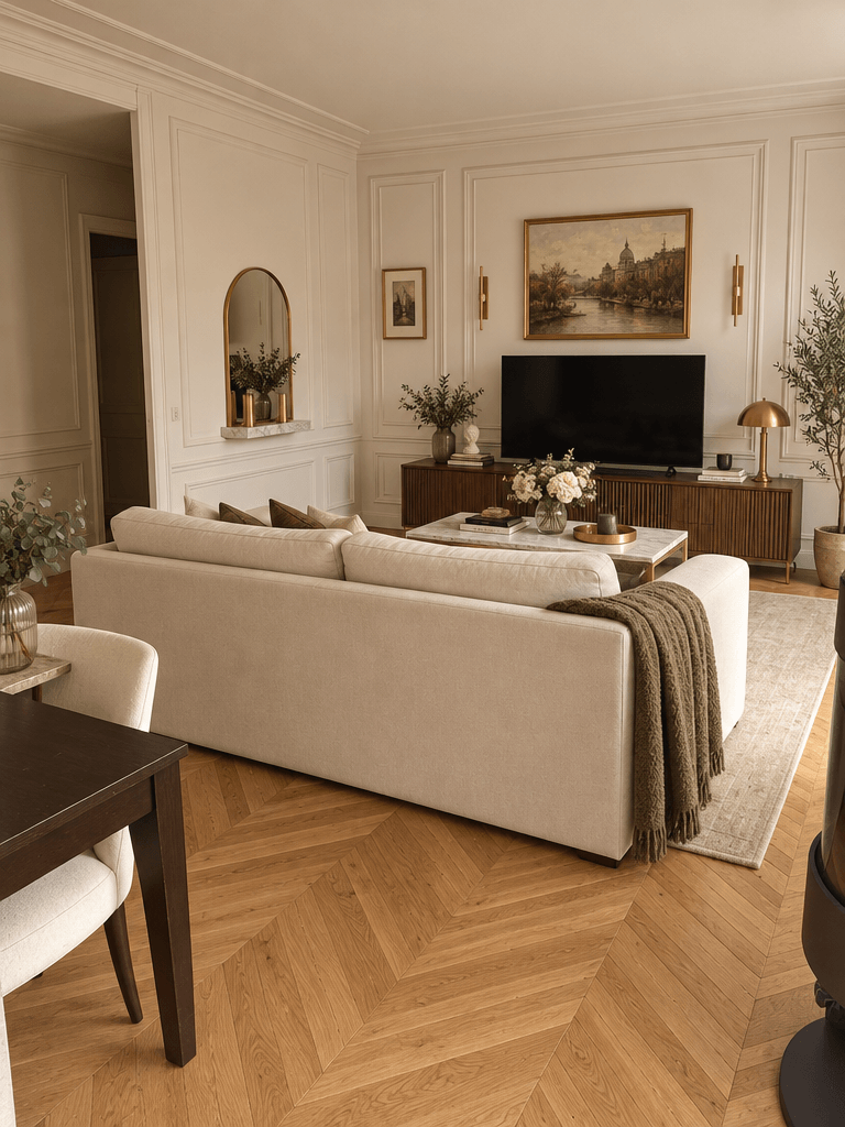 French Parisian Living Room design — interior photo by GenRoom AI