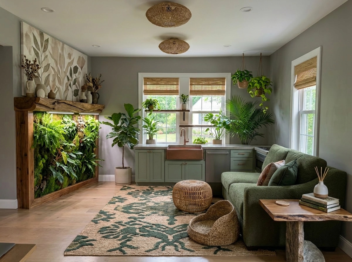 Kitchen interior in Biophilic style — photo by GenRoom AI