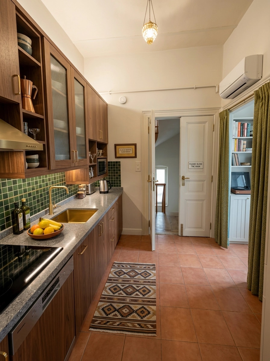 Kitchen interior in Mid-Century Modern style — photo by GenRoom AI