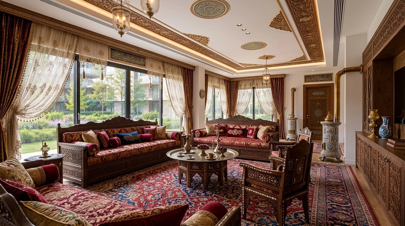 Design d'interni in stile Ottoman — Soggiorno di GenRoom AI