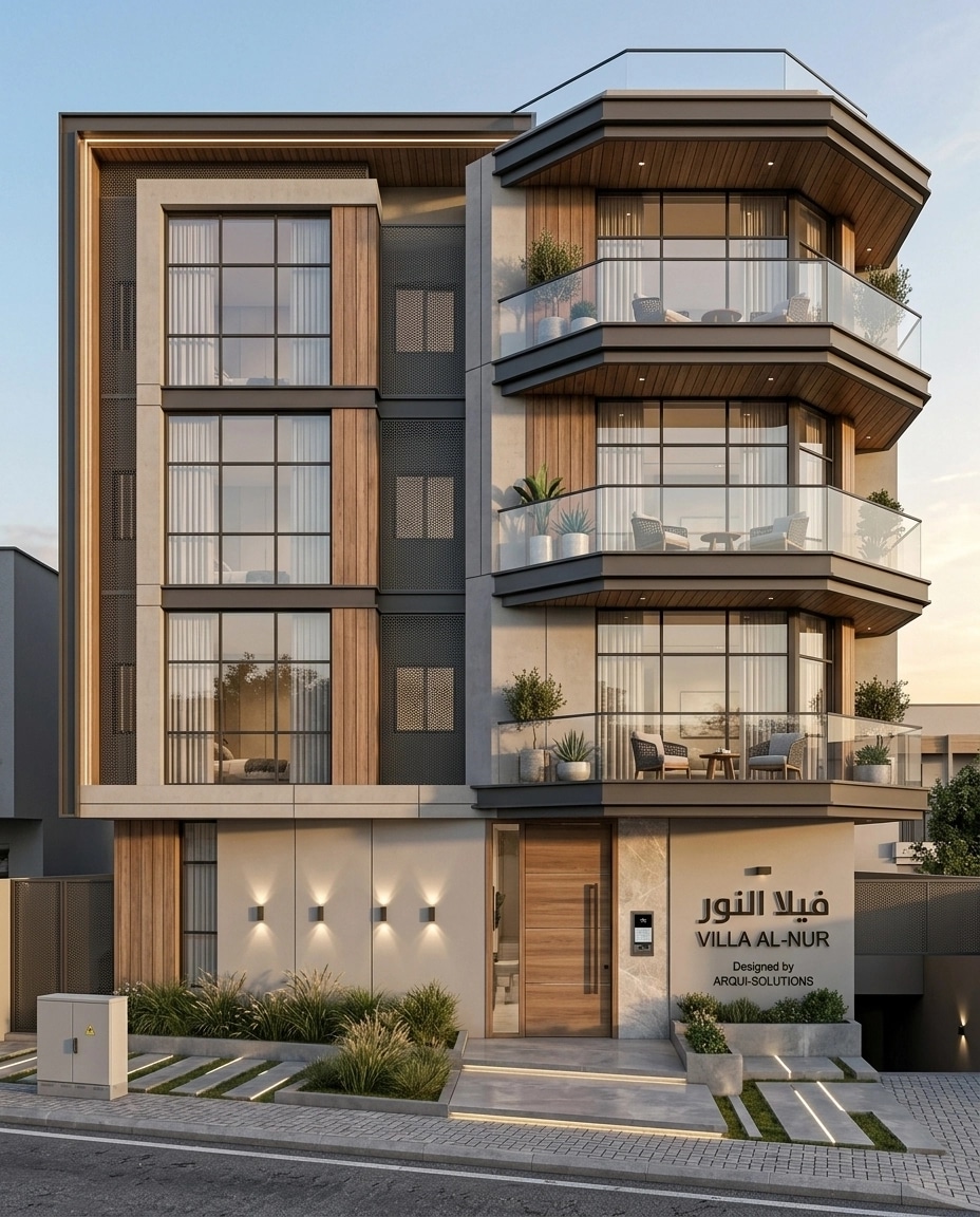 Fasaddesign i stilen Contemporary Facade — Fasad av GenRoom AI