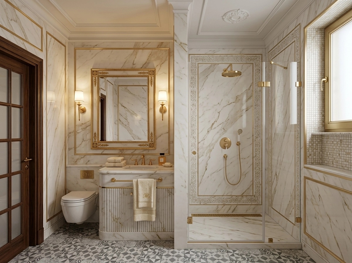 Interior design in Neoclassic style — Bathroom by GenRoom AI