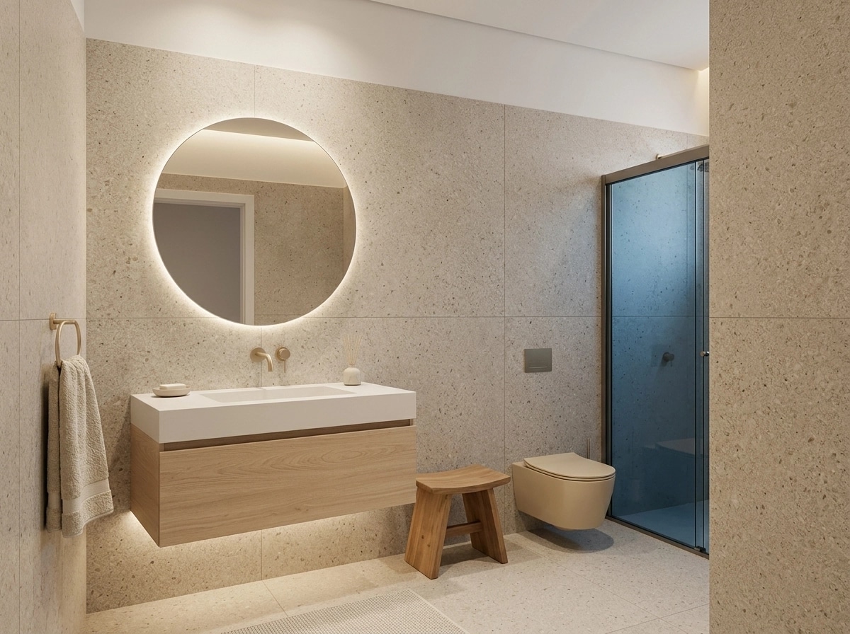 Bathroom interior in Minimalism style — photo by GenRoom AI