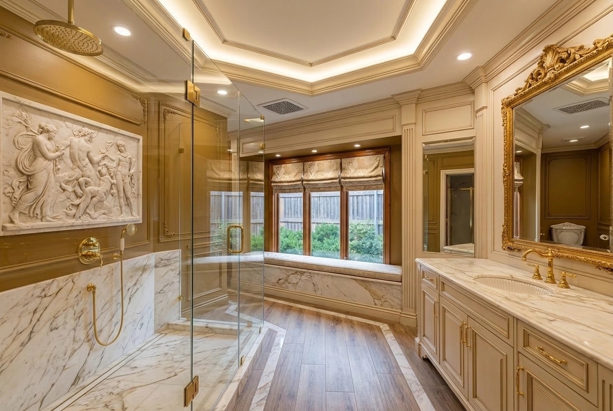 Bathroom interior in Neoclassic style — photo by GenRoom AI