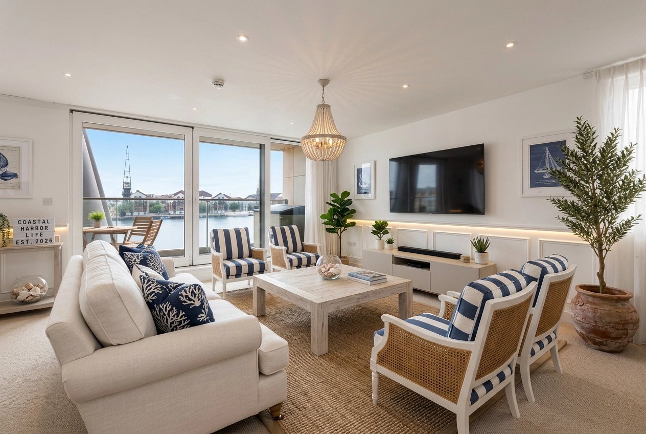 Interior design in Coastal / Hamptons style — Living Room by GenRoom AI
