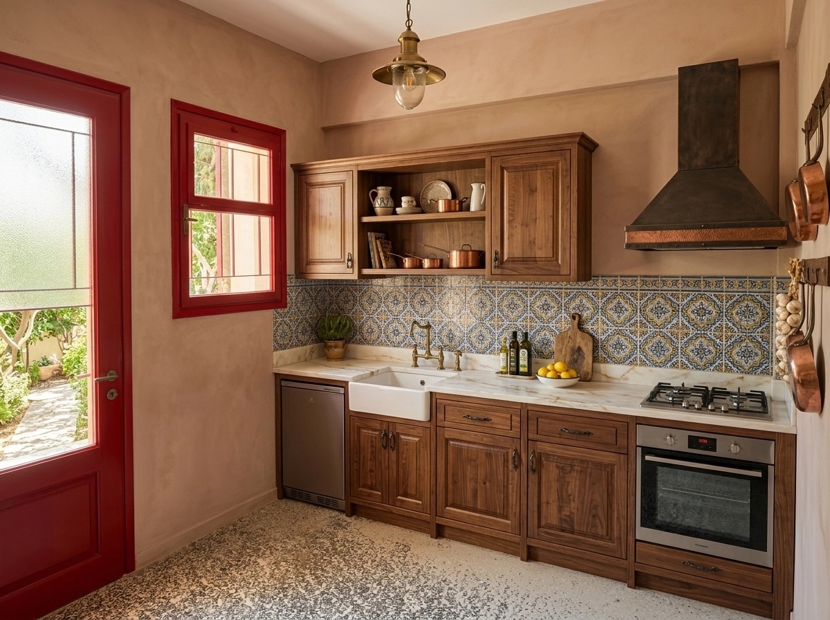 Kitchen interior in Mediterranean style — photo by GenRoom AI