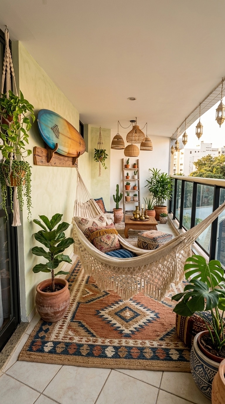 Interior design in Bohemian style — balcony by GenRoom AI