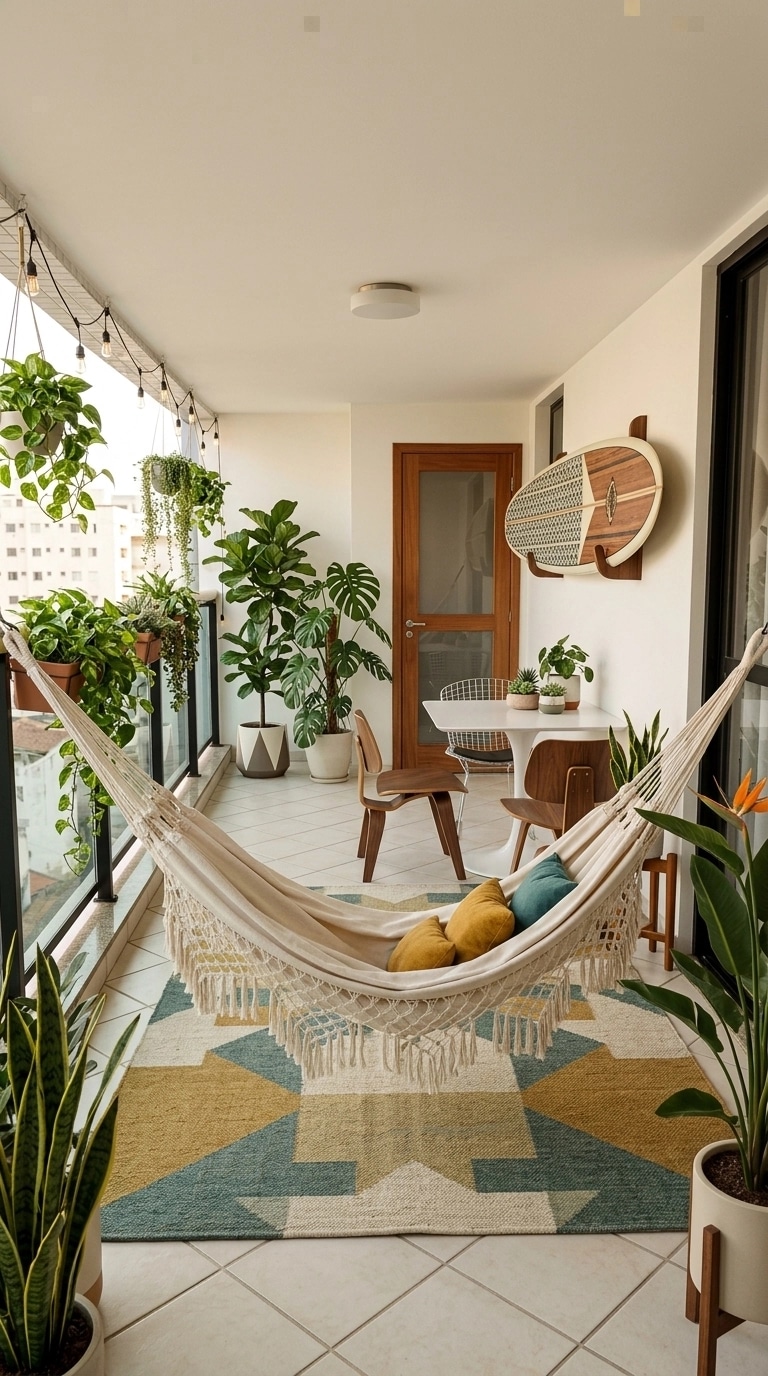 Design de interiores em estilo Mid-Century Modern — balcony por GenRoom AI
