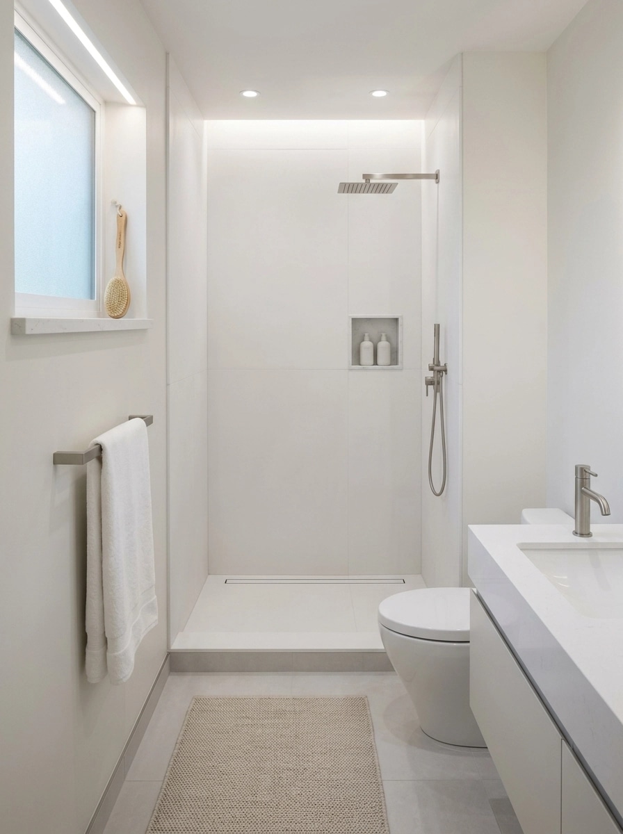 Bathroom interior in Minimalism style — photo by GenRoom AI