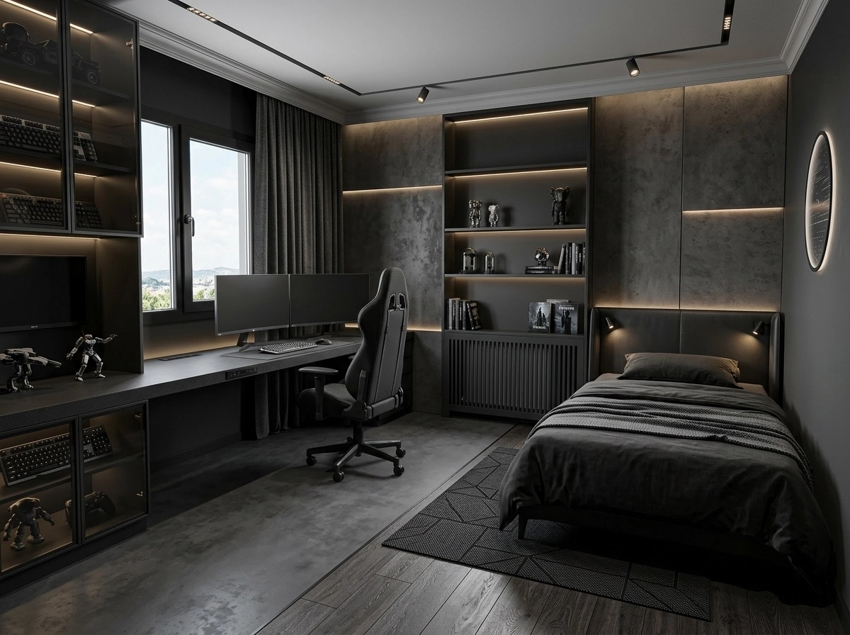 Design de interiores em estilo Blacktec — Quarto Infantil por GenRoom AI