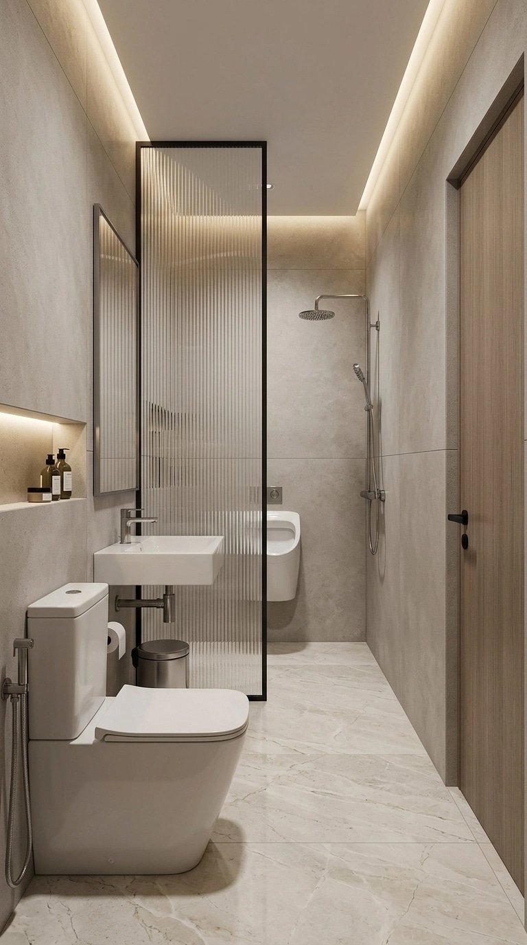 Bathroom interior in Minimalism style — photo by GenRoom AI