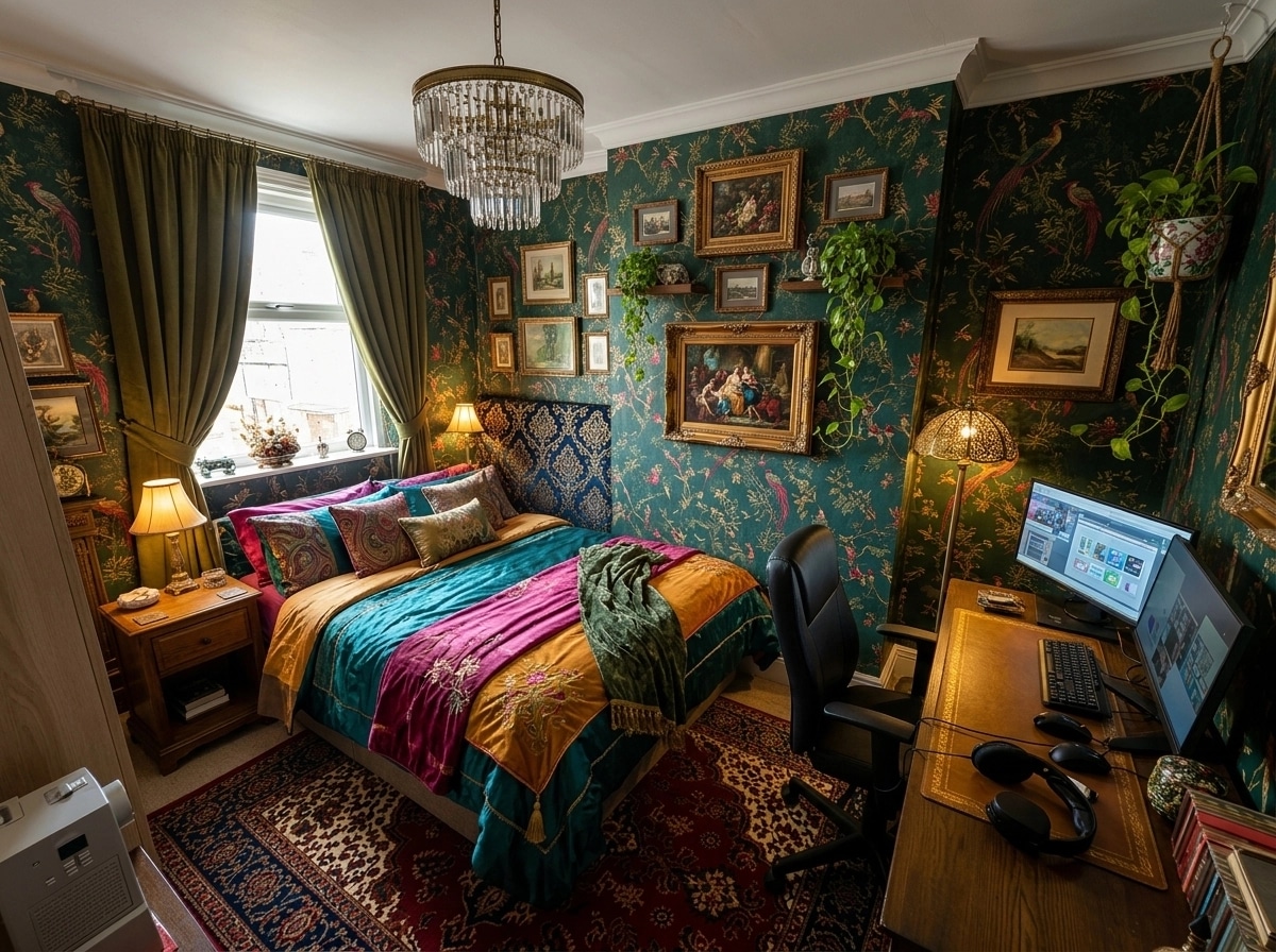 Maximalist Bedroom design — interior photo by GenRoom AI
