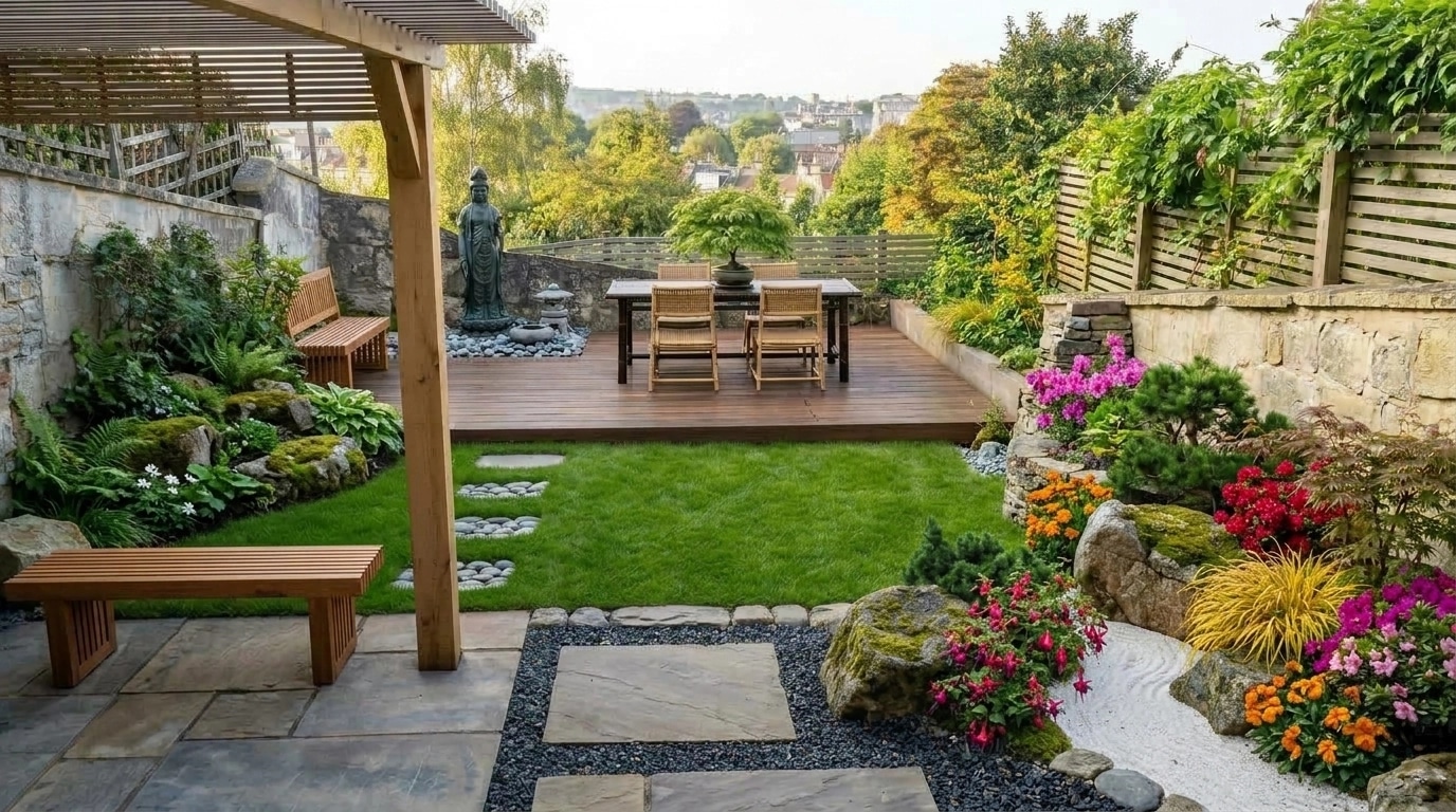 Landschaftsdesign im Japanese Garden-Stil — Garten von GenRoom AI