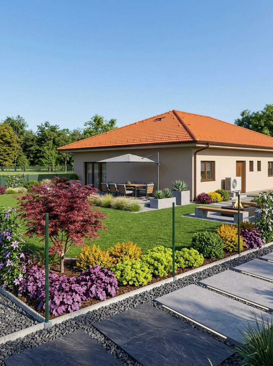 Design paisagístico em estilo Contemporary Yard — Jardim por GenRoom AI