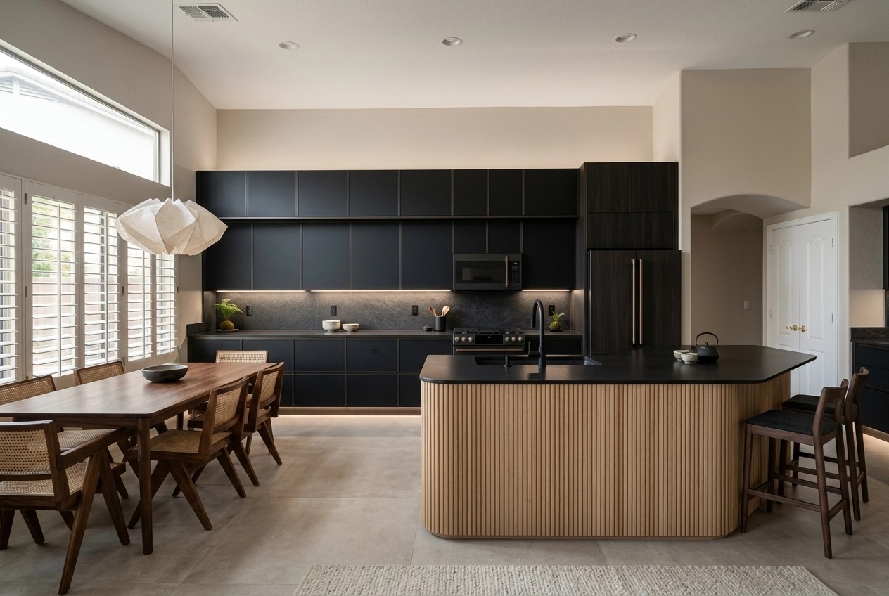Kitchen interior in Japandi style — photo by GenRoom AI