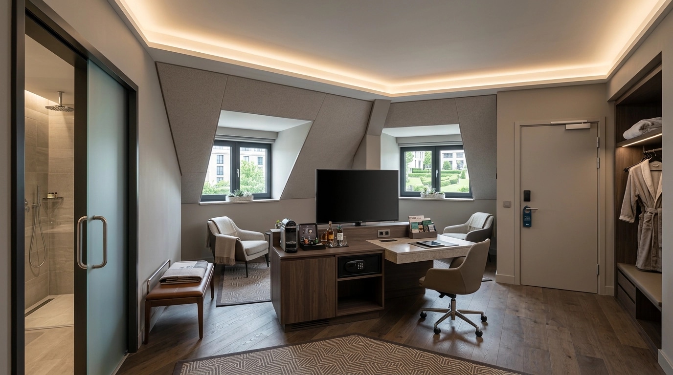 Interior design in Contemporary style — hotel_room by GenRoom AI