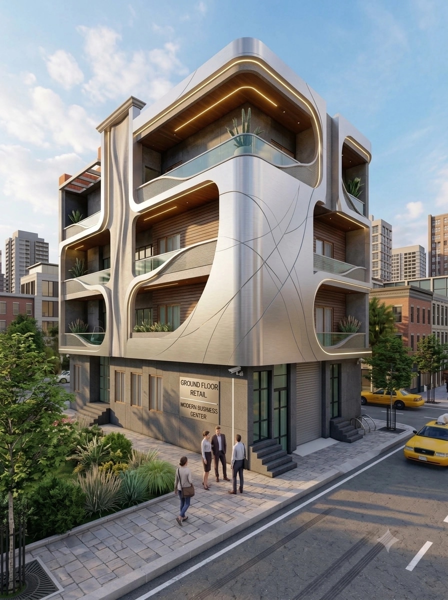Fasaddesign i stilen Contemporary Facade — Fasad av GenRoom AI