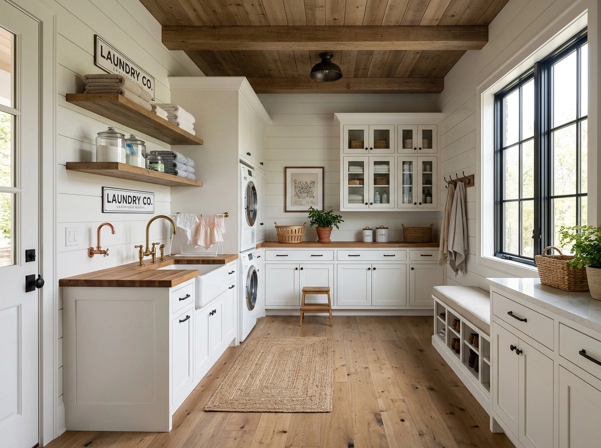 Interior design in Modern Farmhouse style — laundry by GenRoom AI