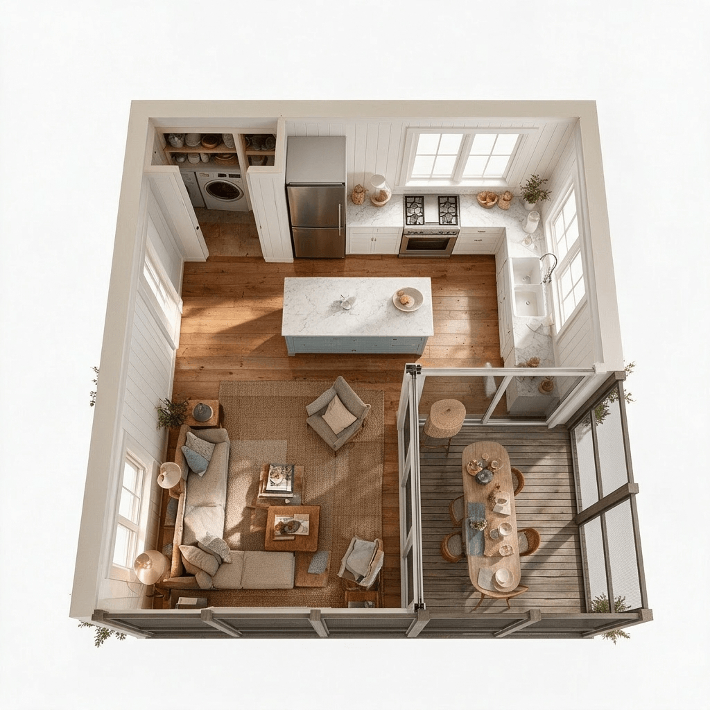 التصميم الداخلي بنمط Coastal / Hamptons — غرفة المعيشة من GenRoom AI