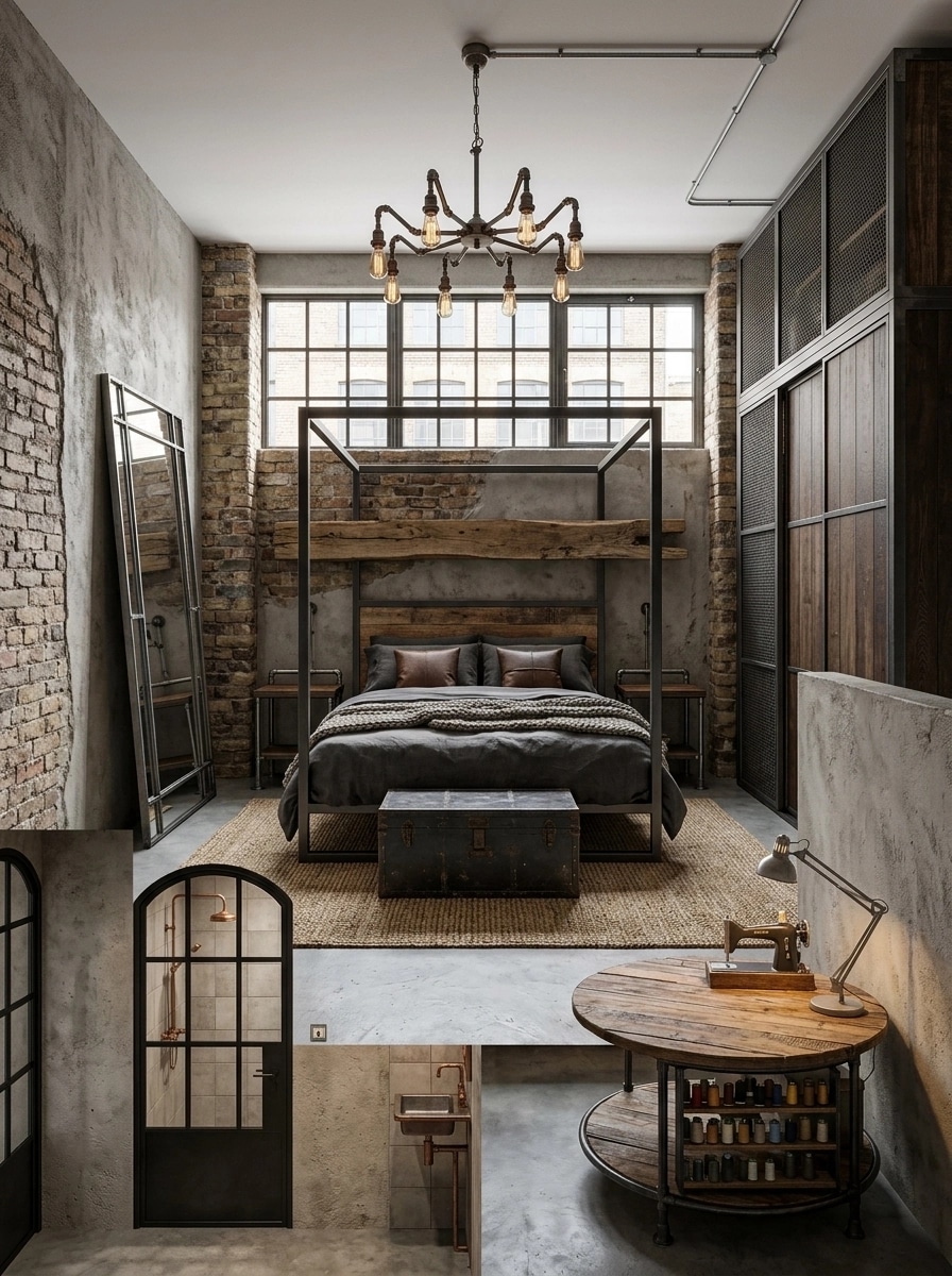 Design de interiores em estilo Loft / Industrial — Quarto por GenRoom AI