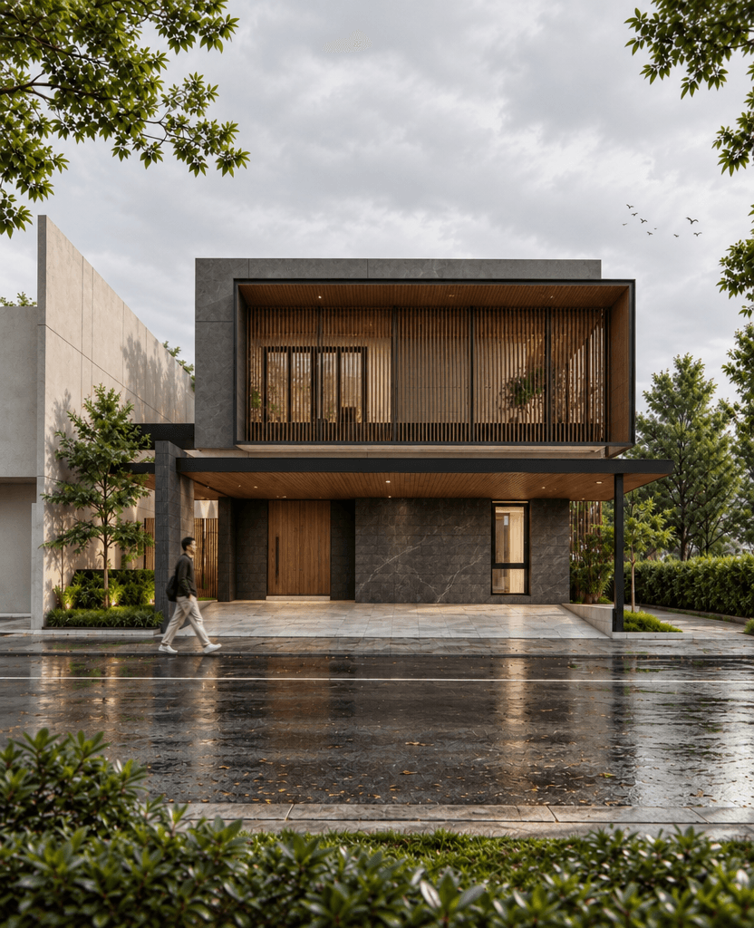 Design de fachada em estilo Contemporary Facade — Fachada por GenRoom AI