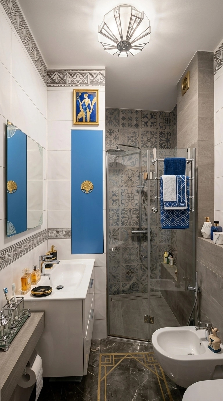 Bathroom interior in Art Deco style — photo by GenRoom AI