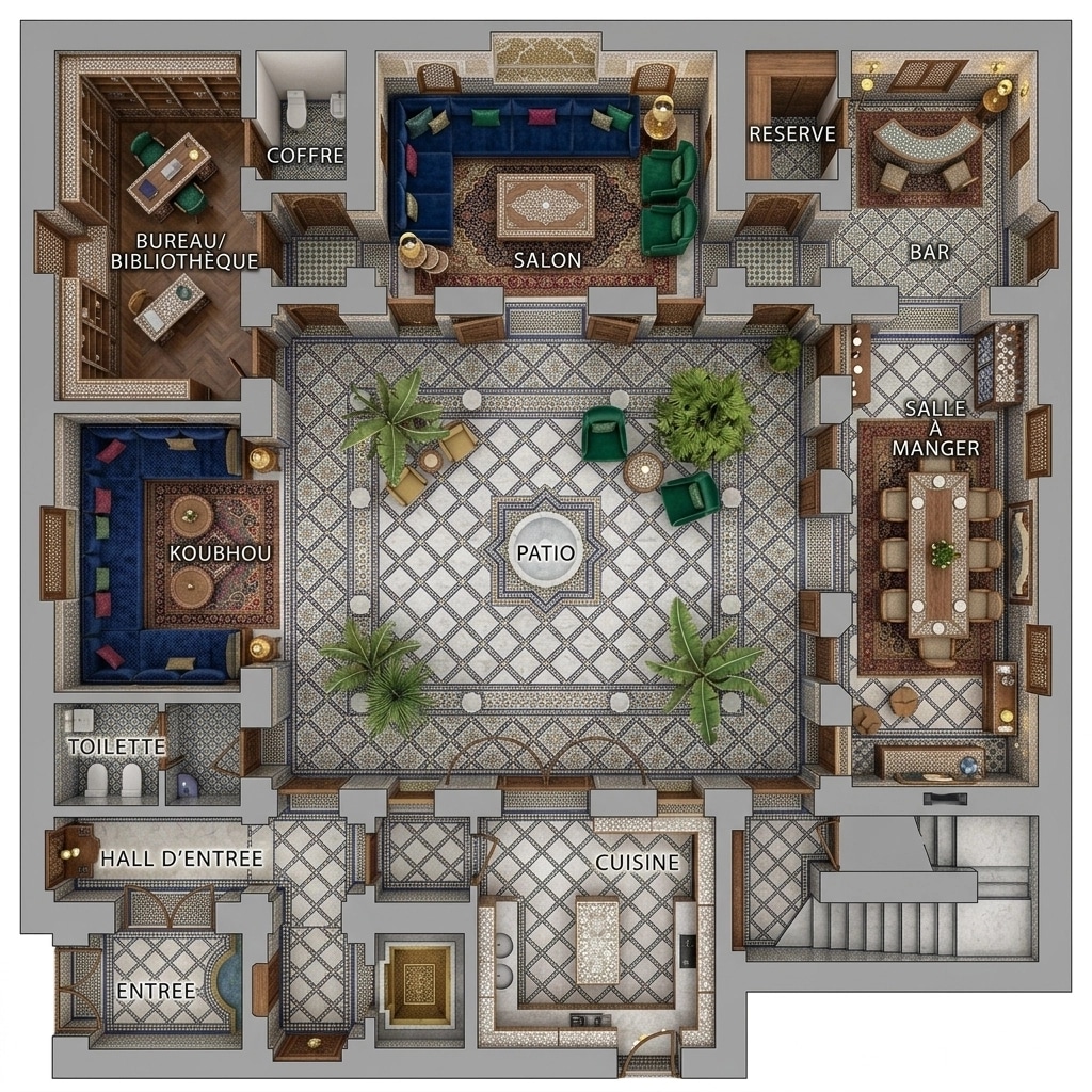 Interior design in Islamic Geometric style — Living Room by GenRoom AI