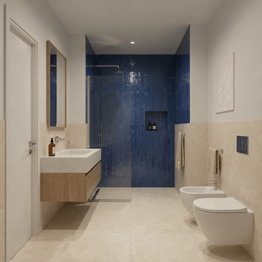 Bathroom interior in Scandinavian style — photo by GenRoom AI
