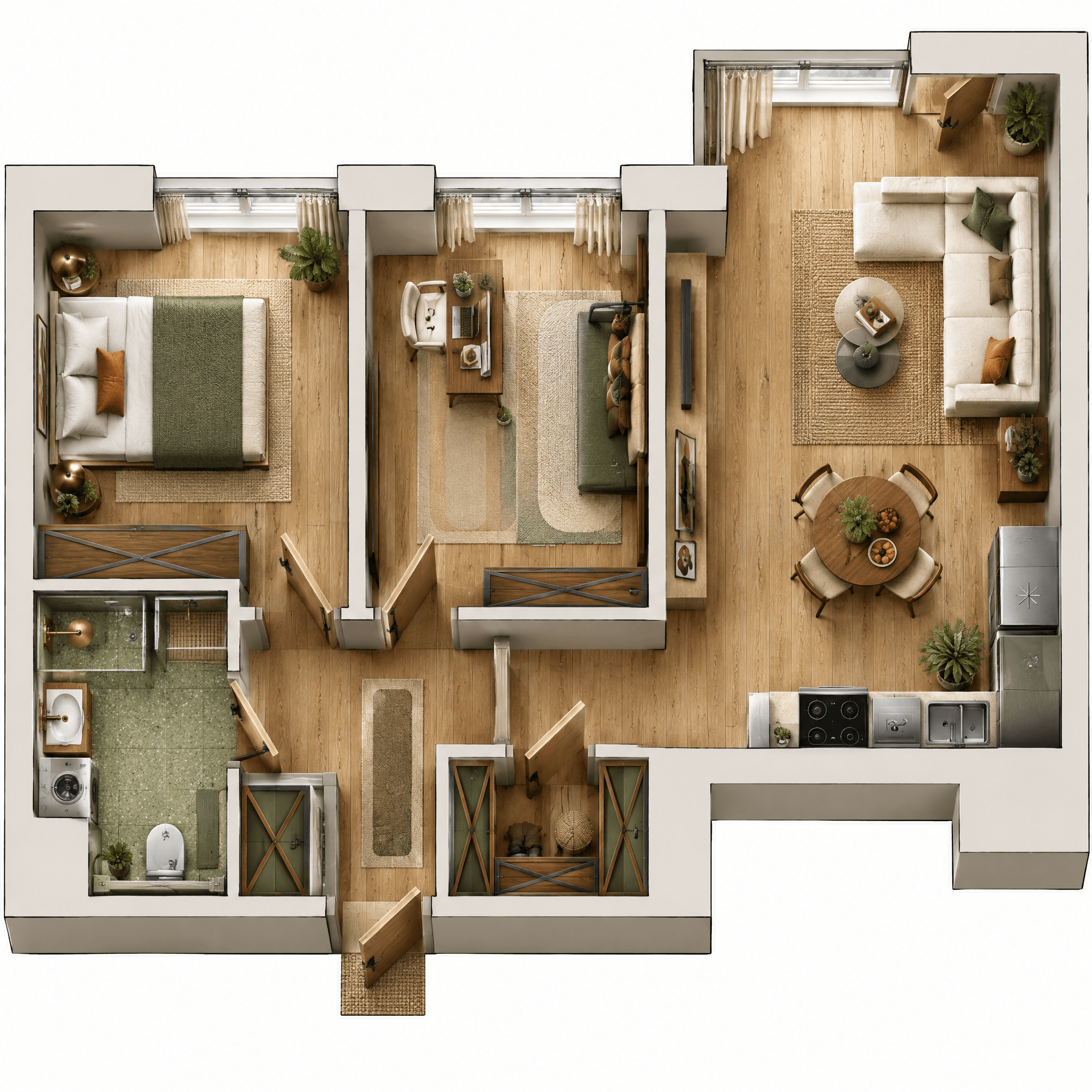 Mid-Century Modern Living Room design — interior photo by GenRoom AI