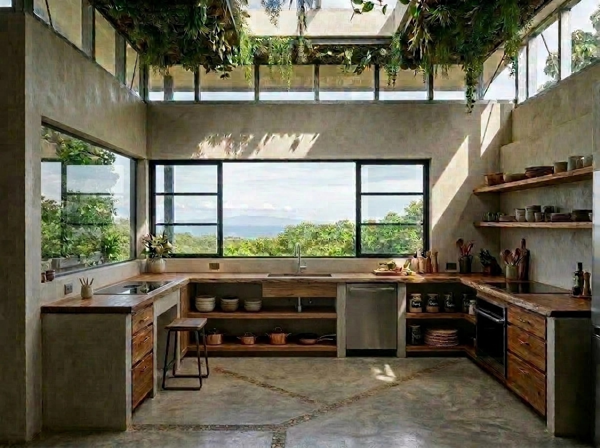 Kitchen interior in Biophilic style — photo by GenRoom AI