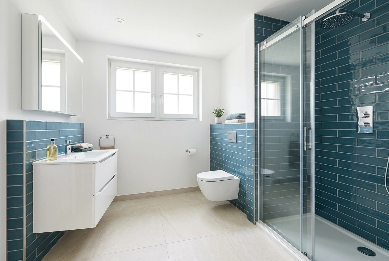 Mid-Century Modern Bathroom design — interior photo by GenRoom AI