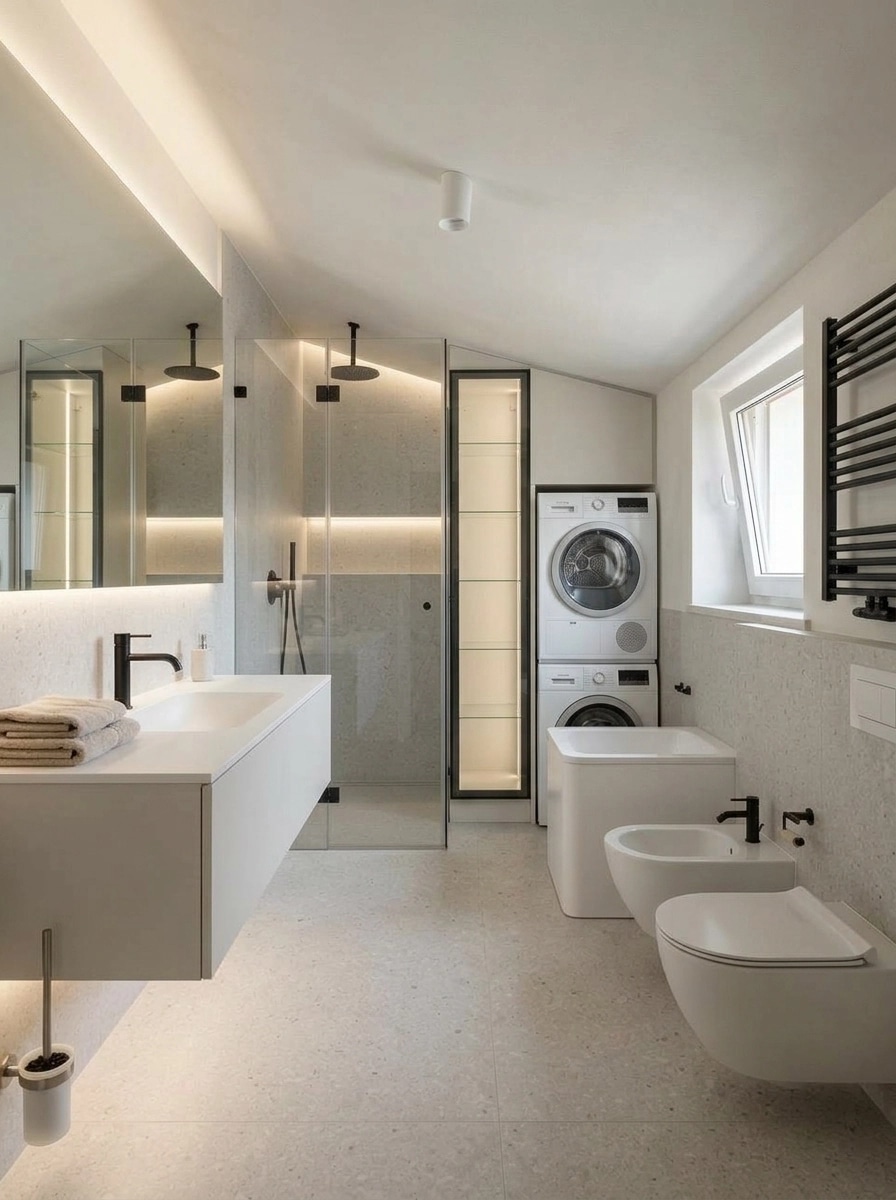 Bathroom interior in Minimalism style — photo by GenRoom AI