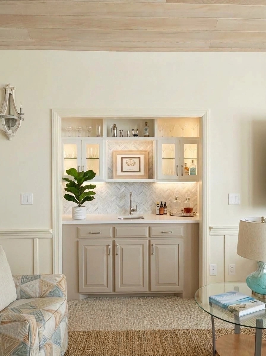 Interior design in Coastal / Hamptons style — bar by GenRoom AI