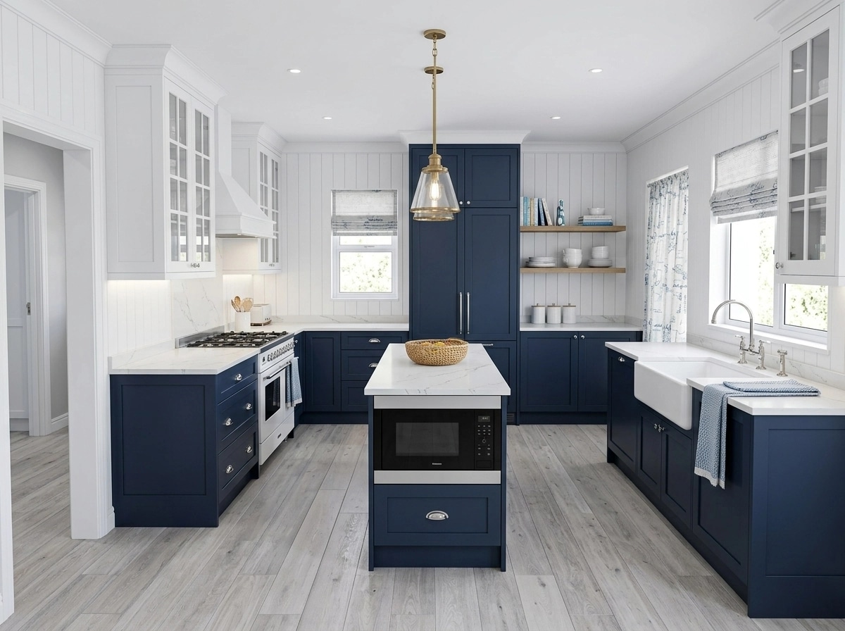 Kitchen interior in Coastal / Hamptons style — photo by GenRoom AI