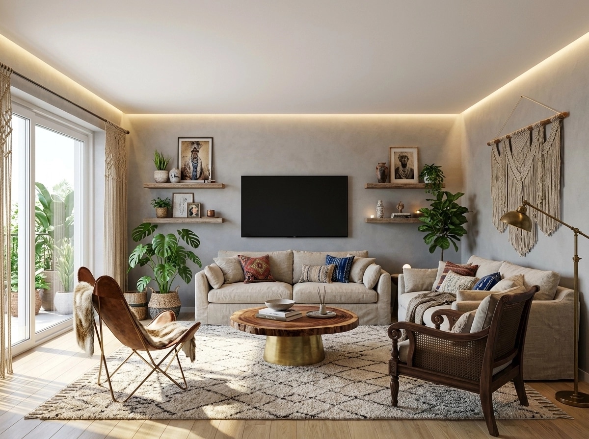 Interior design in Bohemian style — Living Room by GenRoom AI