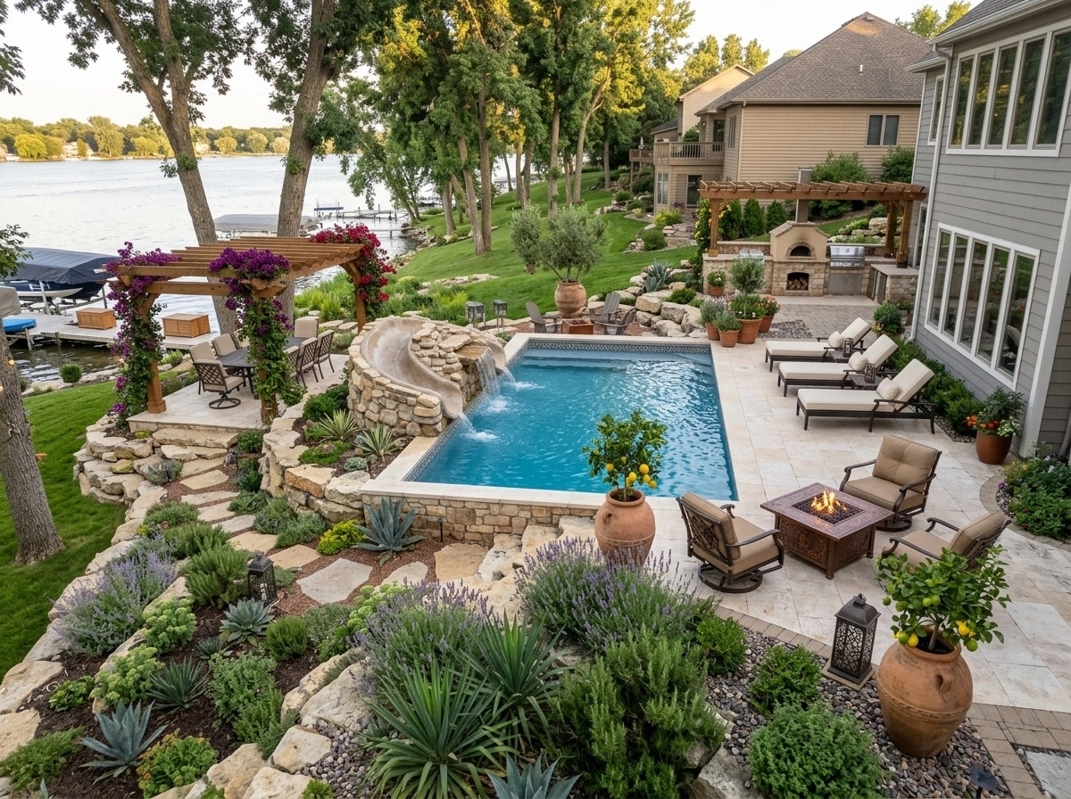 Landscape design in Mediterranean Yard style — Yard by GenRoom AI