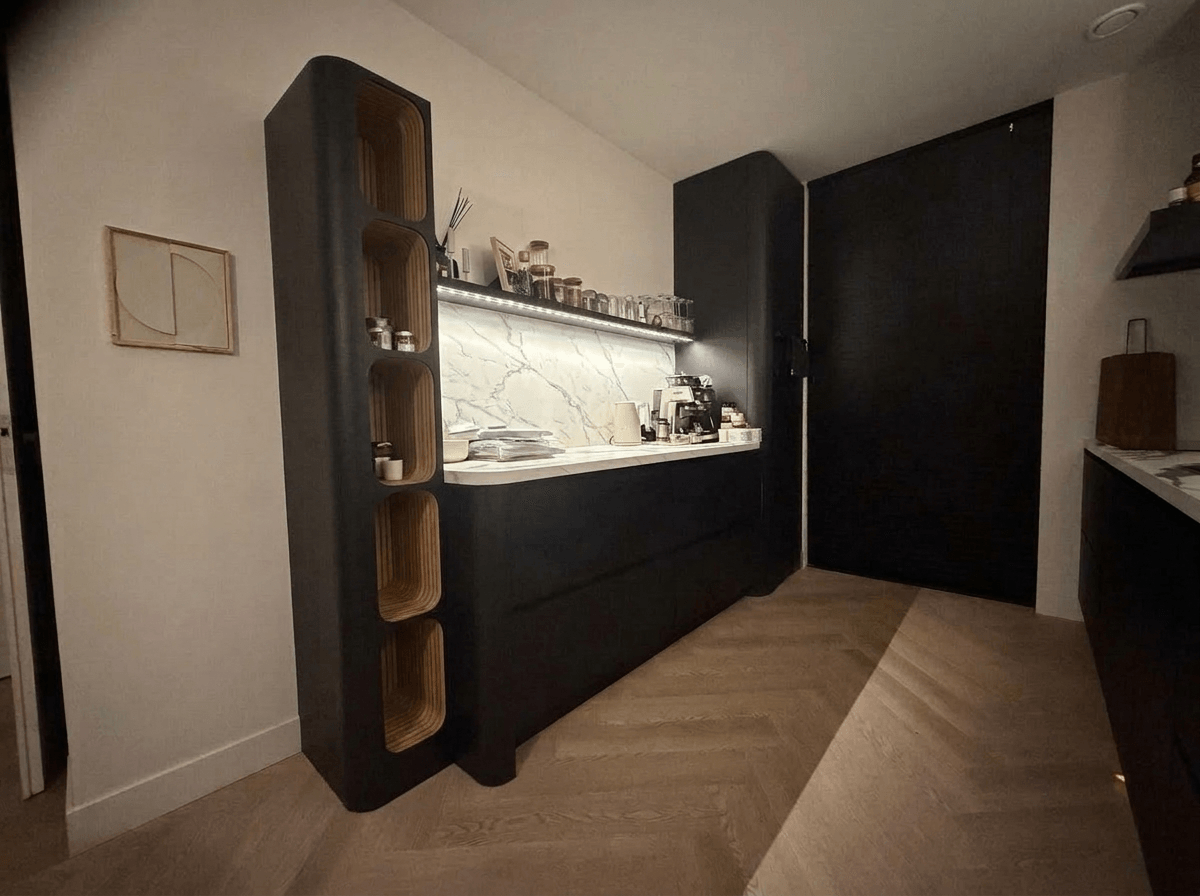 Kitchen interior in Japandi style — photo by GenRoom AI