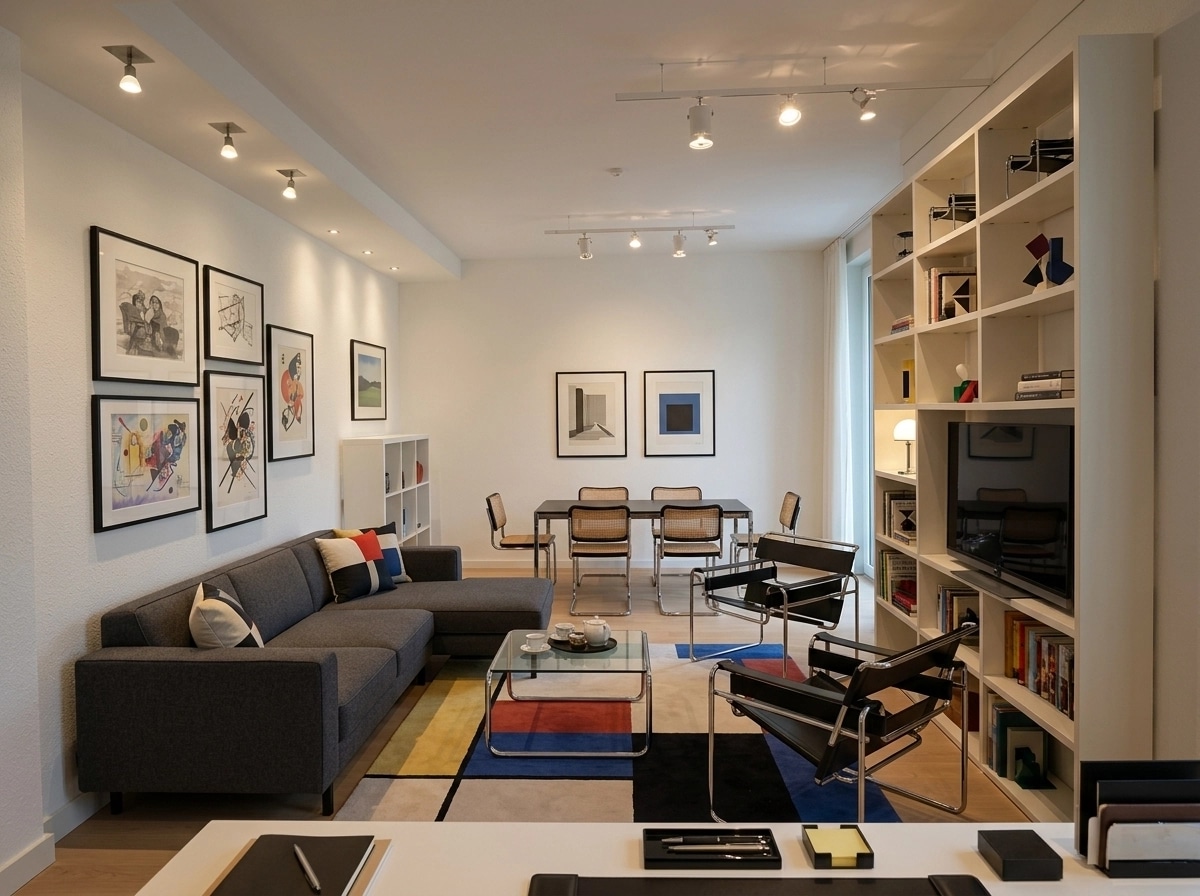 Design d'intérieur en style Bauhaus — Salon par GenRoom AI