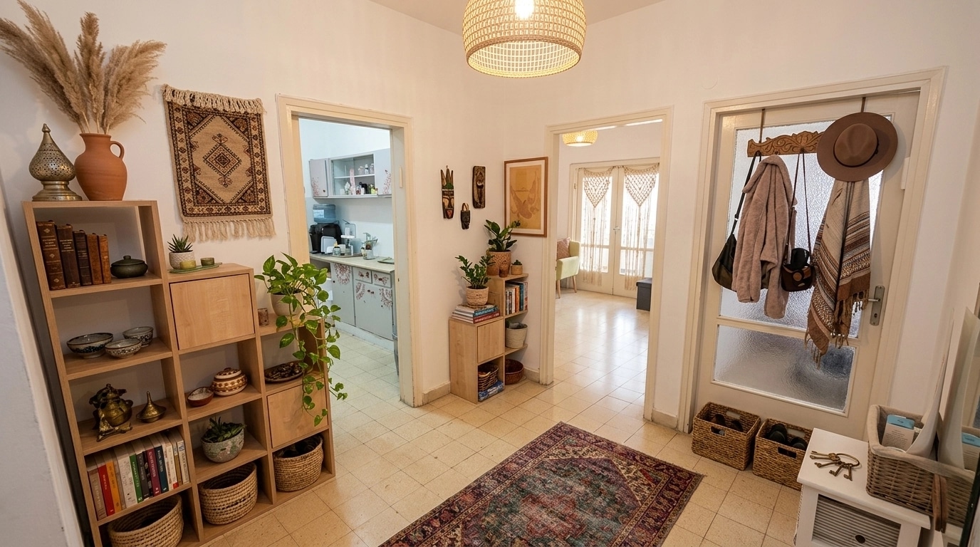 İç mekân tasarımı Bohemian stili — Antre GenRoom AI