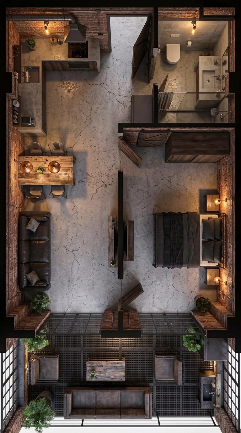 Interior design in Loft / Industrial style — Living Room by GenRoom AI